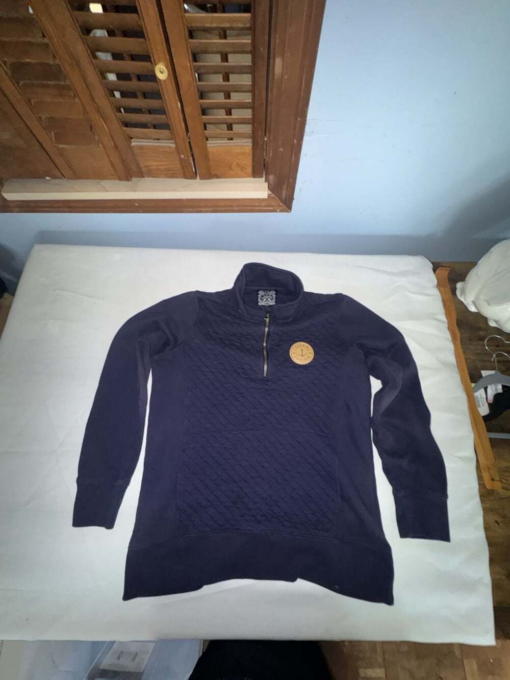 Lakegirl Quilted Fleece 1/4 Zip Pullover Sweatshirt Navy Blue Size M
